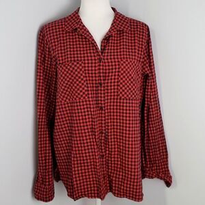 J. Crew Red and Black Check Button-Down Shirt